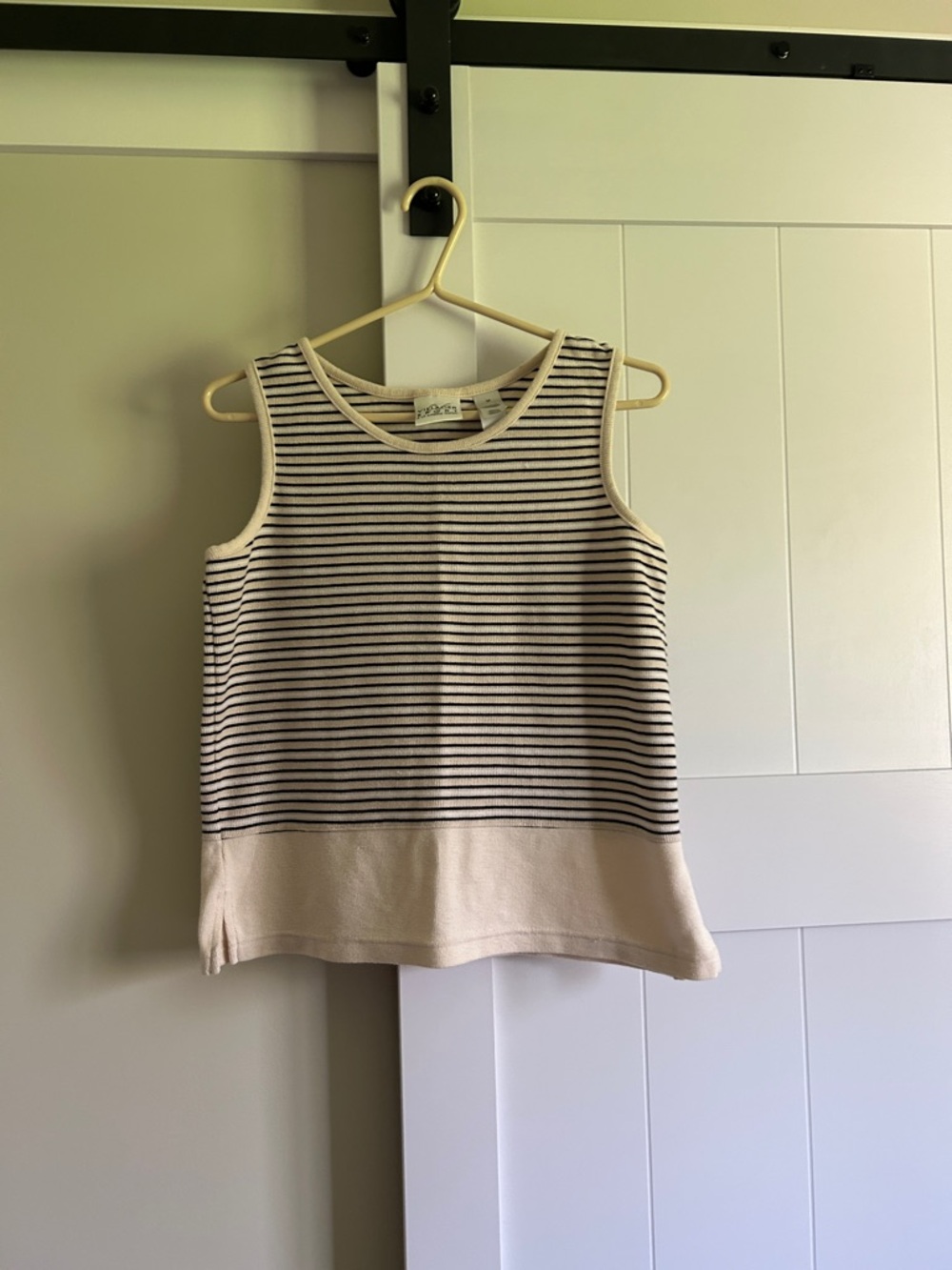 Sleeveless Striped Knit Tank in Cream and Black